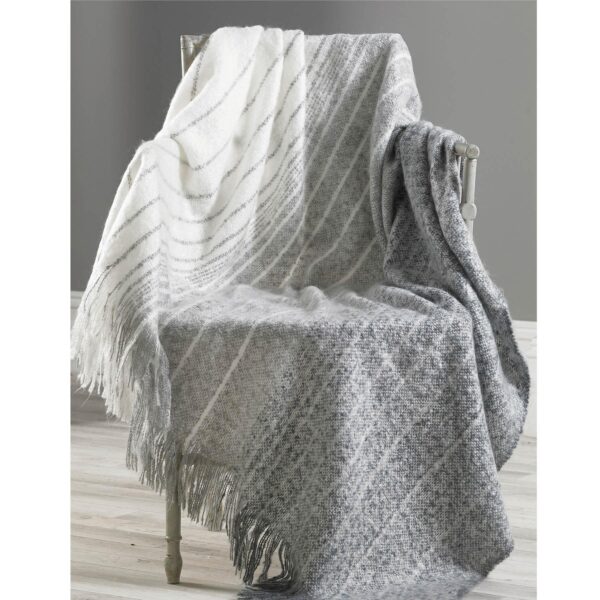 Ombre stripe faux mohair throw