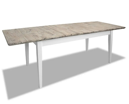 Extendable white farmhouse dining table