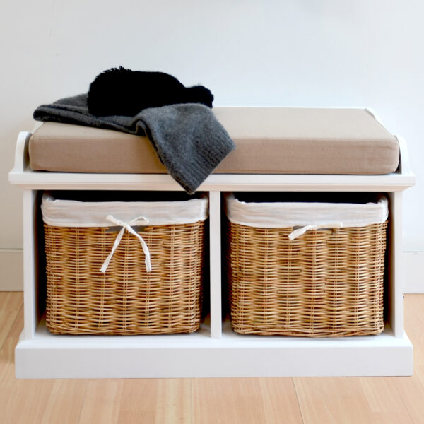 Tetbury white cushion storage bench