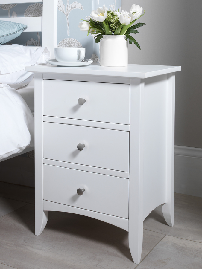 Edward Hopper White 3 drawer Bedside table