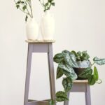 Florence Set of Two wooden plant stands in Dove Grey