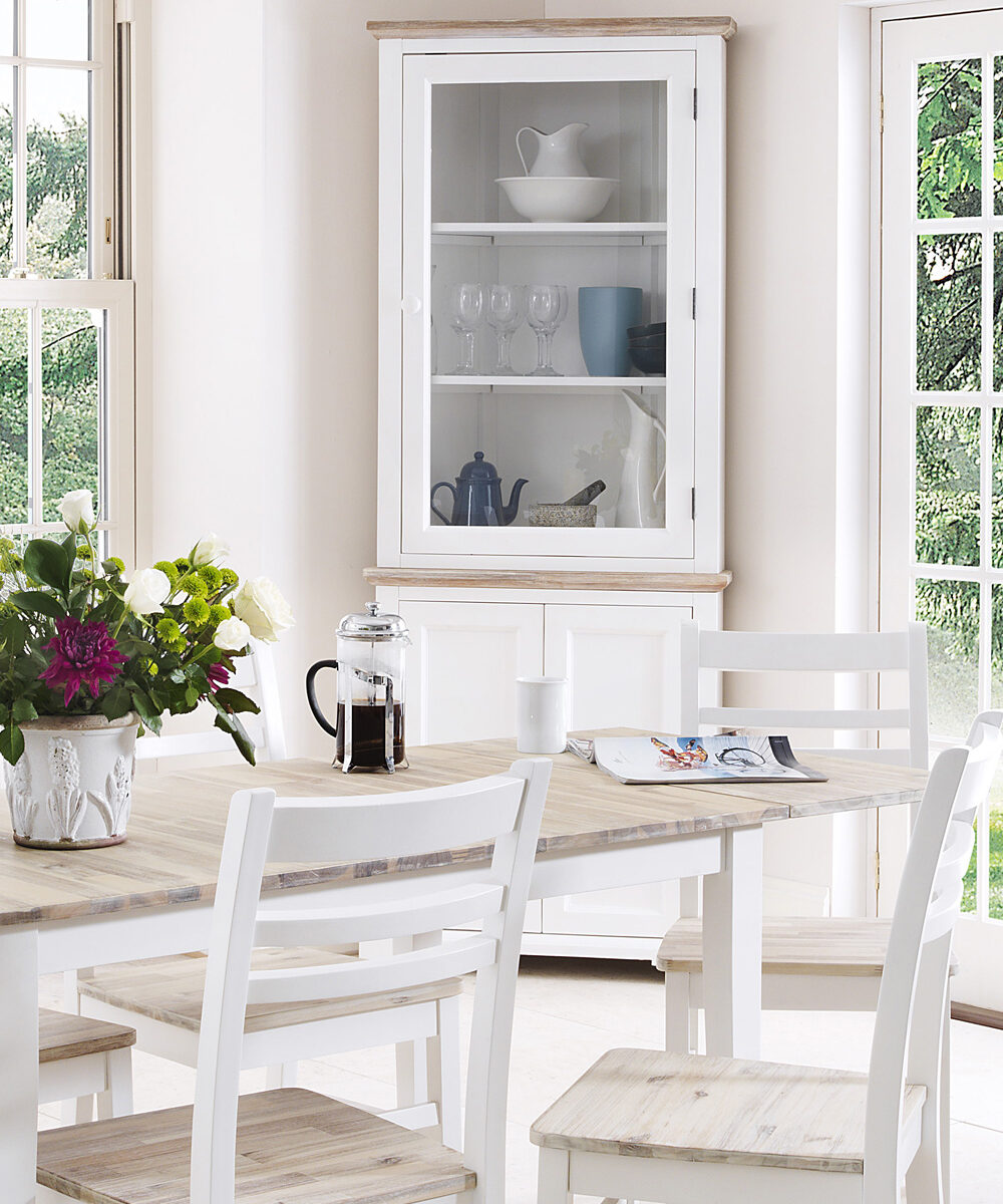 Florence white corner display cabinet