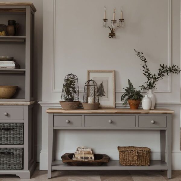 FLORENCE 3 DRAW CONSOLE TABLE - DOVE GREY