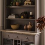 FLORENCE WINE RACK WITH BOOK CASE DOVE GREY