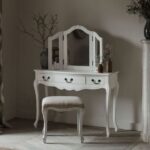 Juliette Shabby Chic White Dressing Table Set with Brass Handles