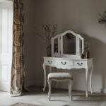 Juliette Shabby Chic White Dressing Table Set with Brass Handles