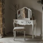 Juliette Shabby Chic White Dressing Table Set with Brass Handles