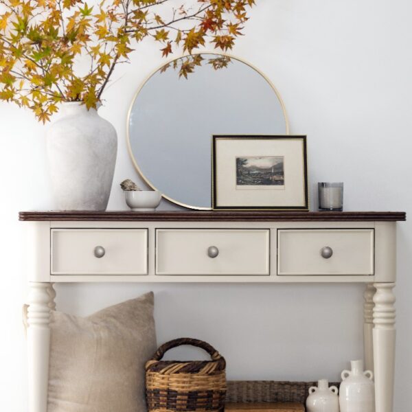 Queensbury Cotswold Cream console table with three drawers