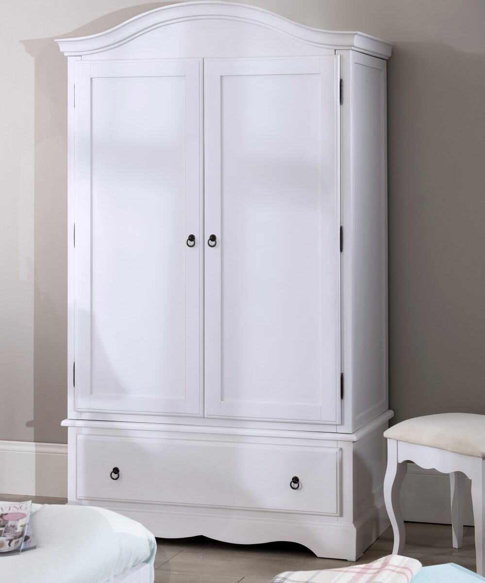 Romance true white double wardrobe with drawer