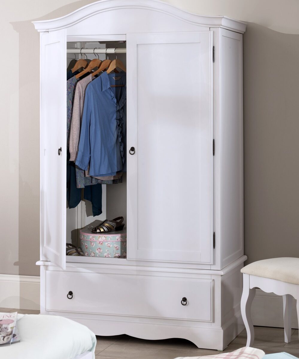 Romance true white double wardrobe with drawer